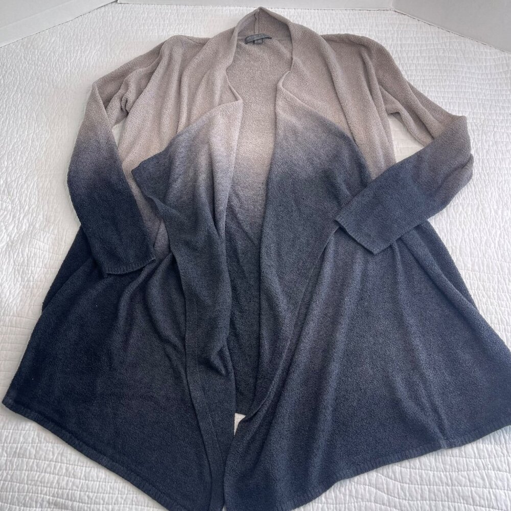 Barefoot Dreams Bamboo Chic Lite Ombre Cardigan L/XL Open Front Gradient Gray